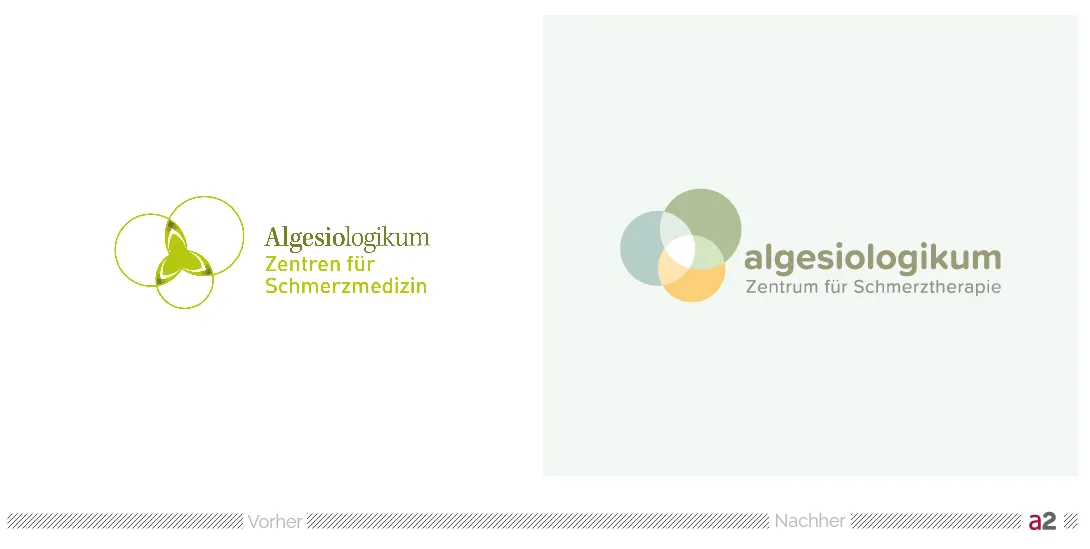 Logo-Redesign Algesiologikum – vorher und nachher
