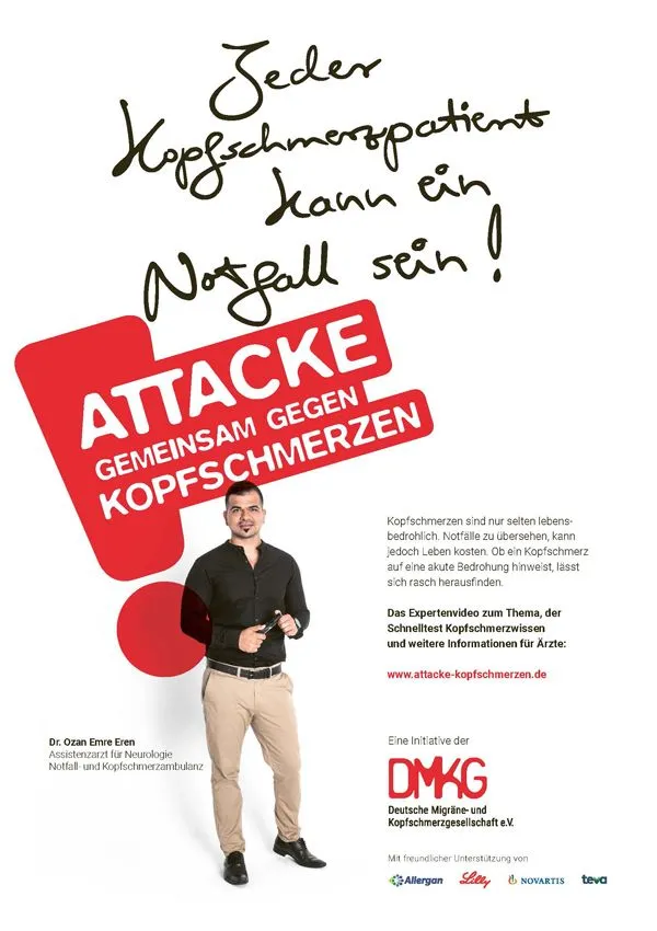 Anzeigenmotiv der Initiative Attacke! Gemeinsam gegen Kopfschmerzen